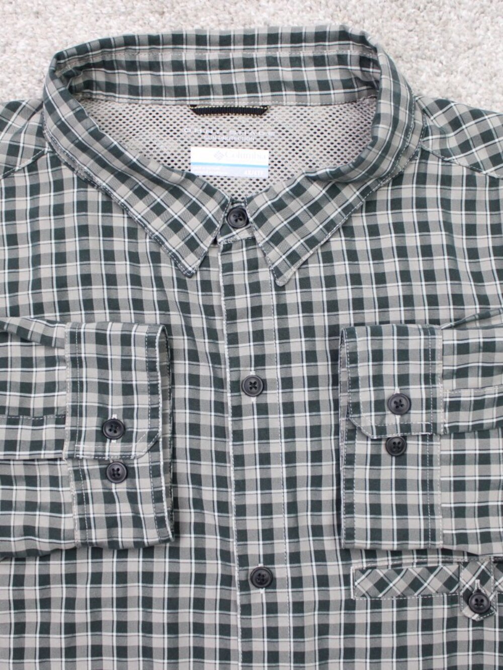 Columbia Shirt Men 4XL XXXXL Green Plaid Omni-Shade Sun Protection Long Sleeve